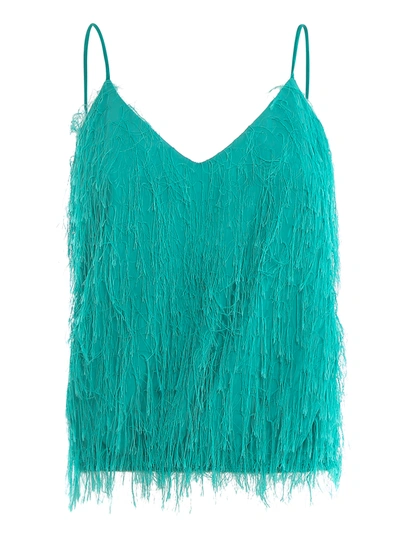 Pinko Top A Frange Verde Acqua In Green