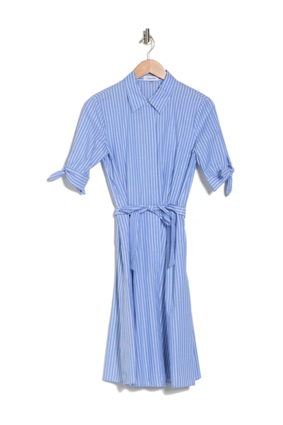Calvin Klein Stripe Shirt Dress In Chmbry Wht