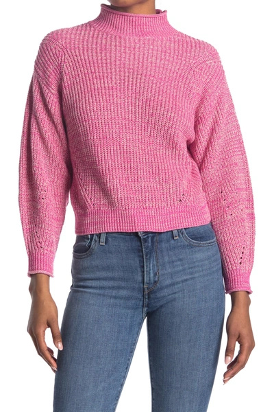 Abound Easy Stitch Ribbed Knit Mock Neck Sweater In Pink Raspberry Marl