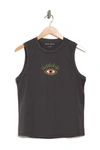 Nicole Miller Evil Eye Embroidery Muscle T-shirt In Charcoal