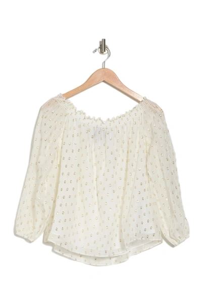 Nicole Miller Rocky Metallic Dot Blouse In Ivory