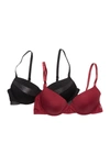 Jessica Simpson Mixed Assorted Bra In Black Silver Foil/ Red Dahlia