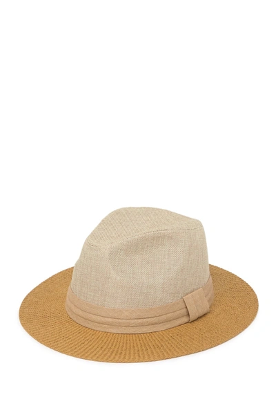 San Diego Hat Solid Woven Brim Fedora Hat In Natural