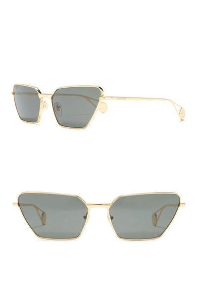 Gucci 63mm Irregular Geo Sunglasses In Gold