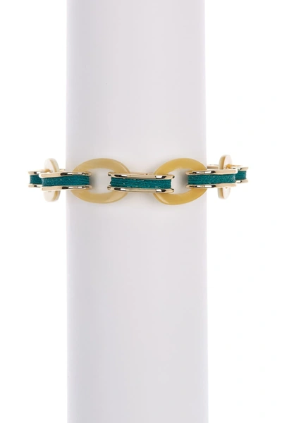 Akola Horn Raffia Chain Link Bracelet In Turquoise