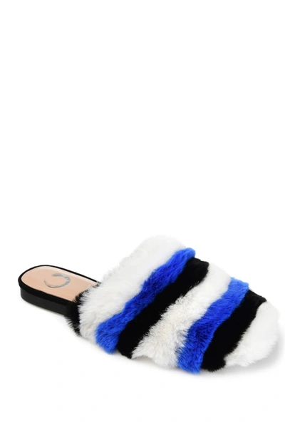 Journee Collection Women's Faux Fur Evelin Mule Women's Shoes In Blue