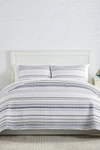 Southshore Fine Linens Coastal Stripes Oversized Quilt Sets In Coastal Stripe Grey