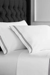 Melange Home King 600 Thread Count Cotton 2 Stripe Embroidered Sheet 4-piece Set In Grey