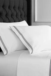 Melange King 600 Thread Count Cotton 2 Stripe Embroidered Sheet 4-piece Set In Grey