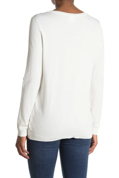 Ap Essentials Scoop Neck Long Sleeve Knit Sweater In Opalwhite