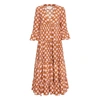 La Doublej Jennifer Jane Pom Pom-print Tiered Cotton Dress In Pom Pom Rosa