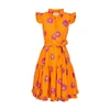 La Doublej Floral Print Ruffle Dress In Papaveri Arancio
