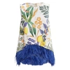 La Doublej La Scala Printed Feather-trimmed Cotton-blend Top In Botanical