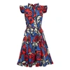 La Doublej Edition 20 Short & Sassy Floral Cap-sleeve A-line Shirtdress In Big Blooms