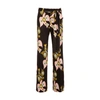 La Doublej Bird Print Slit Trousers In Lovedove