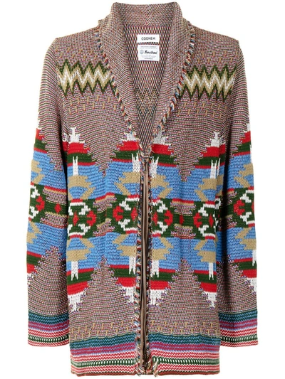 Coohem Navajo Jacquard Knit Cardigan In Red