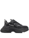 Balenciaga 60mm Triple S Faux Leather Sneakers In Black