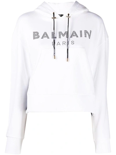 Balmain Women's Vf13792b010gab White Cotton Sweatshirt