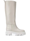 Gia X Pernille Teisbaek Women's Tubular Leather Knee Boots In Light Grey