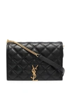 Saint Laurent Becky Diamond-quilt Shoulder Bag In Black