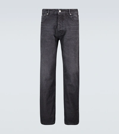 Ami Alexandre Mattiussi Light-wash Straight-leg Jeans In Black
