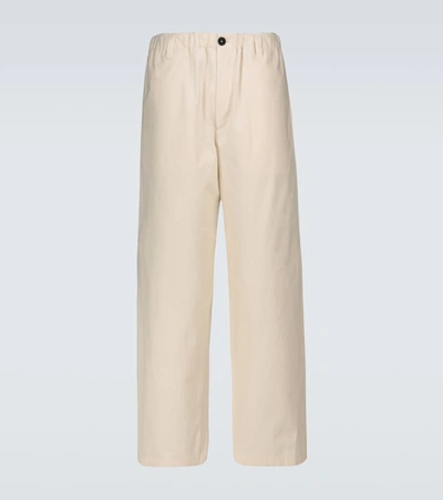 Jil Sander Wide-leg Cotton Pants In Beige