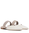 Malone Souliers Maisie Cord-trimmed Leather Point-toe Flats In White