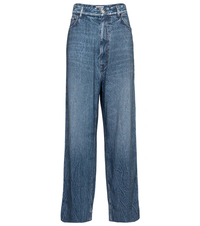 Balenciaga Trompe L'oeil Viscose Baggy Denim Pants In Blue | ModeSens