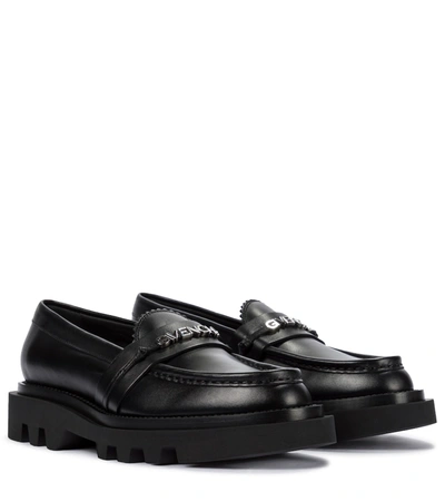 Givenchy Elba Logo-embellished Leather Platform Loafers In Black