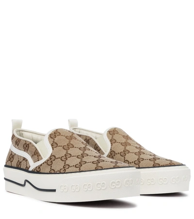 GUCCI TENNIS 1977 CANVAS SLIP-ON SNEAKERS,P00535886