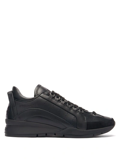 Dsquared2 551 Logo-embroidered Leather Trainers In Black