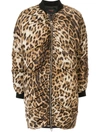 GIAMBATTISTA VALLI LEOPARD PRINT LONGLINE BOMBER JACKET