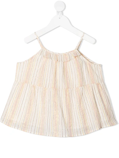 Bonpoint Kids' Lurex Striped Sleeveless Blouse In Neutrals