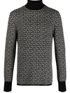 BALMAIN MONOGRAM-MOTIF ROLLNECK JUMPER