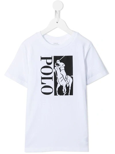 Ralph Lauren Kids' Classic Fit Big Pony Logo Jersey T-shirt In White
