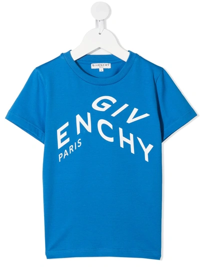 Givenchy Teen Refracted Logo-print Cotton T-shirt In Blue