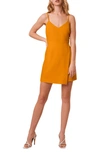 French Connection Whisper V-neck Envelope-skirt Dress In Golden Oak