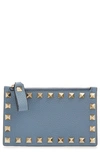 VALENTINO GARAVANI ROCKSTUD LEATHER ZIP CARD CASE,VW2P0548VSH