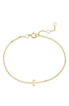 Stone And Strand Initial 10k Gold Bracelet In Yellow Gold/ E