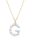 Stone And Strand Pearl Initial Pendant Necklace In Yellow Gold/ G