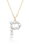 Stone And Strand Pearl Initial Pendant Necklace In Yellow Gold/ P