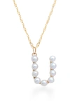 STONE AND STRAND PEARL INITIAL PENDANT NECKLACE,TOT-077-N-10K-YG-PL-Z