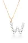 Stone And Strand Pearl Initial Pendant Necklace In Yellow Gold/ W