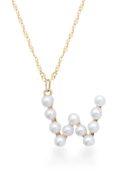 Stone And Strand Pearl Initial Pendant Necklace In Yellow Gold/ W