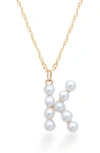 Stone And Strand Pearl Initial Pendant Necklace In Yellow Gold/ K