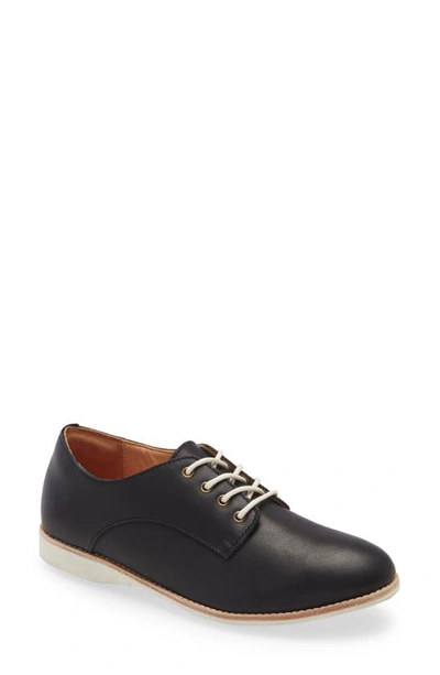 Rollie Derby Round Toe Flat In Black Leather