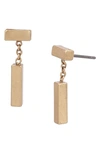 Allsaints Bar Drop Earrings In Warm Brass