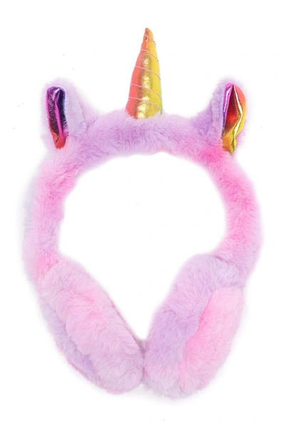 Gentek Melody Muffs Faux Fur Unicorn Wired Headphones In Plush Rainbow