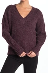 Abound V-neck Sweater In Burgundy Stem
