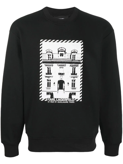 Karl Lagerfeld K/maison-print Rib-trimmed Sweatshirt In Black